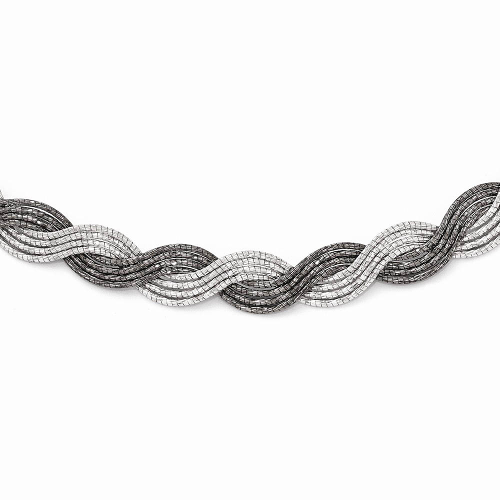 Two Tone Diamond Cut Braided Necklace in Sterling Silver
