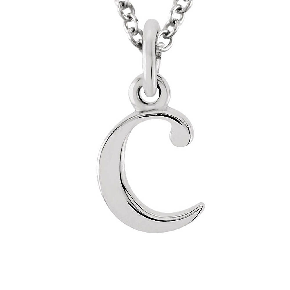 The Abbey Lower Case Initial &#039;c&#039; Necklace in 14k White Gold, 16 Inch