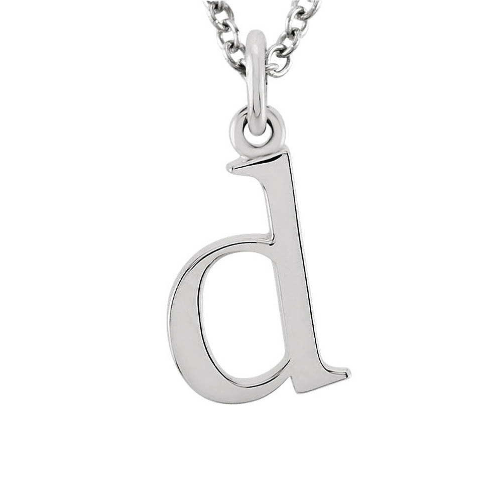 The Abbey Lower Case Initial &#039;d&#039; Necklace in 14k White Gold, 16 Inch