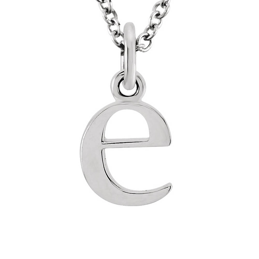 The Abbey Lower Case Initial &#039;e&#039; Necklace in 14k White Gold, 16 Inch