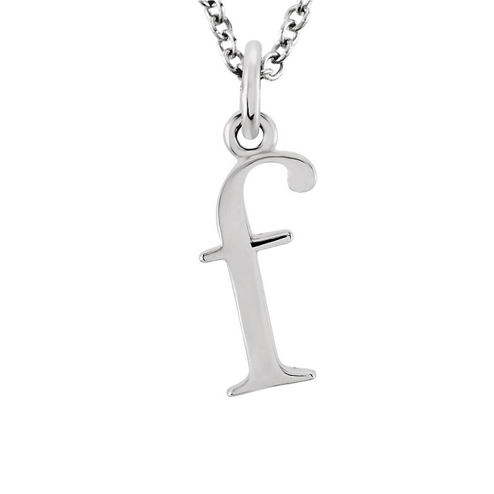 The Abbey Lower Case Initial &#039;f&#039; Necklace in 14k White Gold, 16 Inch