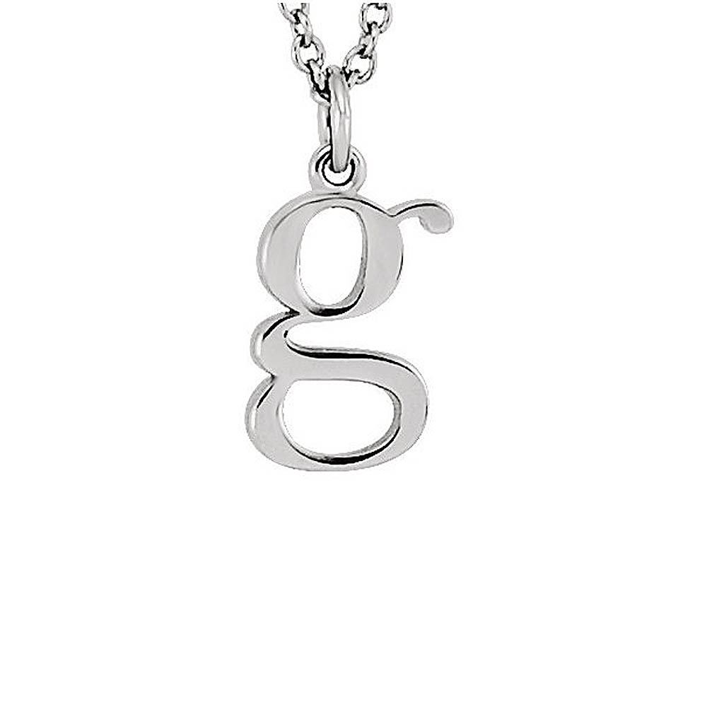 The Abbey Lower Case Initial &#039;g&#039; Necklace in 14k White Gold, 16 Inch