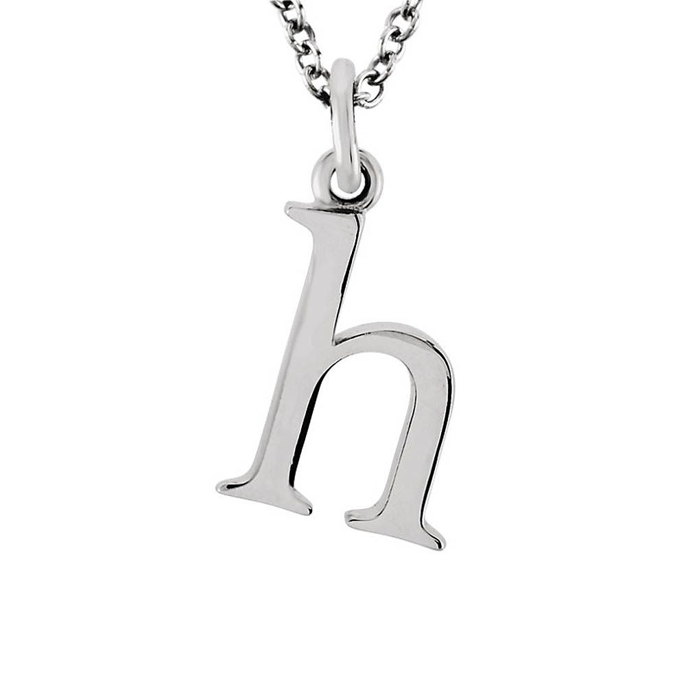 The Abbey Lower Case Initial &#039;h&#039; Necklace in 14k White Gold, 16 Inch