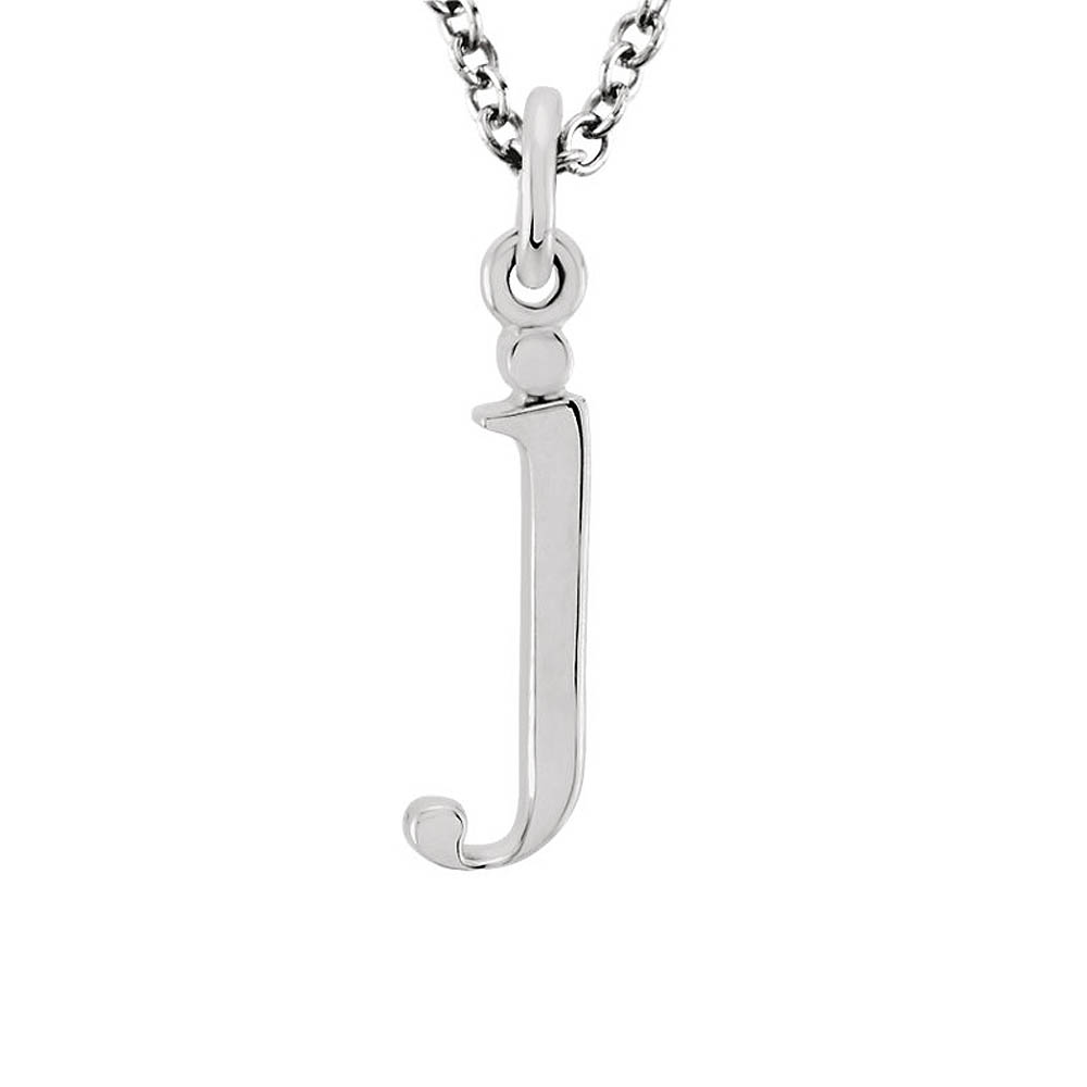 The Abbey Lower Case Initial &#039;j&#039; Necklace in 14k White Gold, 16 Inch