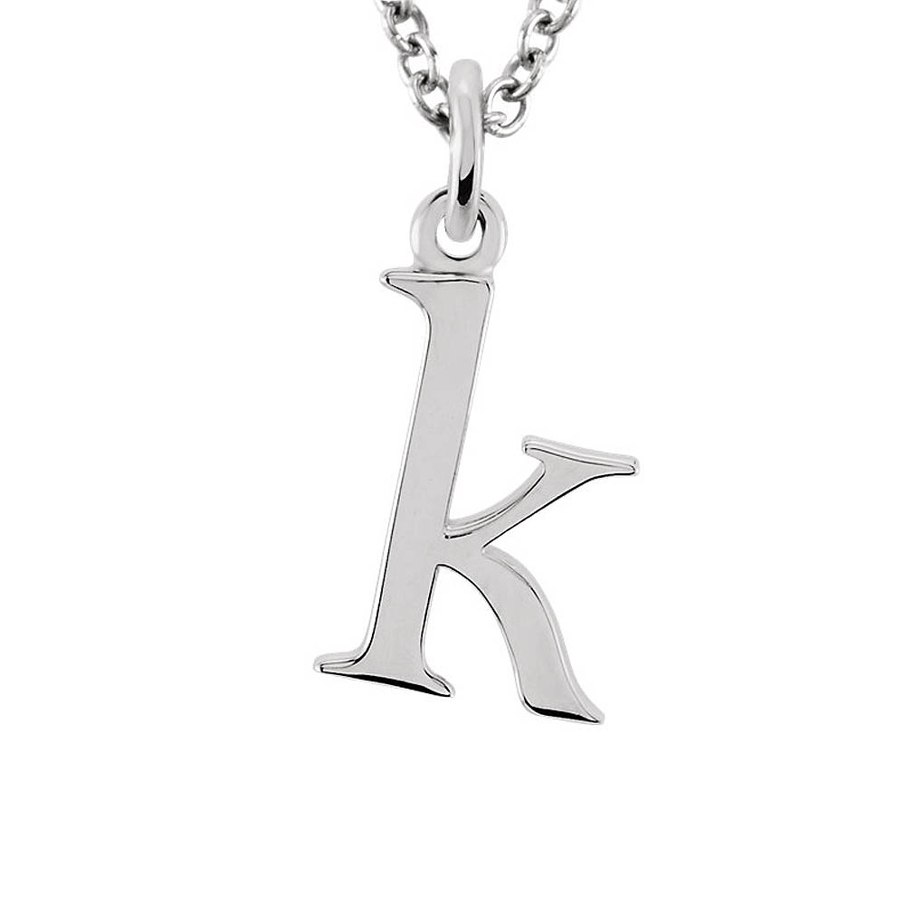 The Abbey Lower Case Initial 'k' Necklace in 14k White Gold