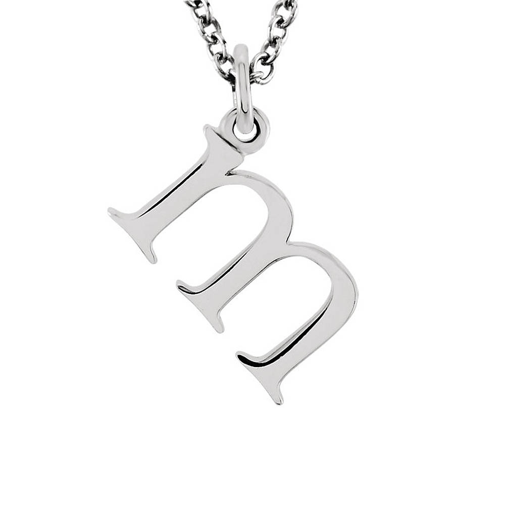 The Abbey Lower Case Initial 'm' Necklace in 14k White Gold