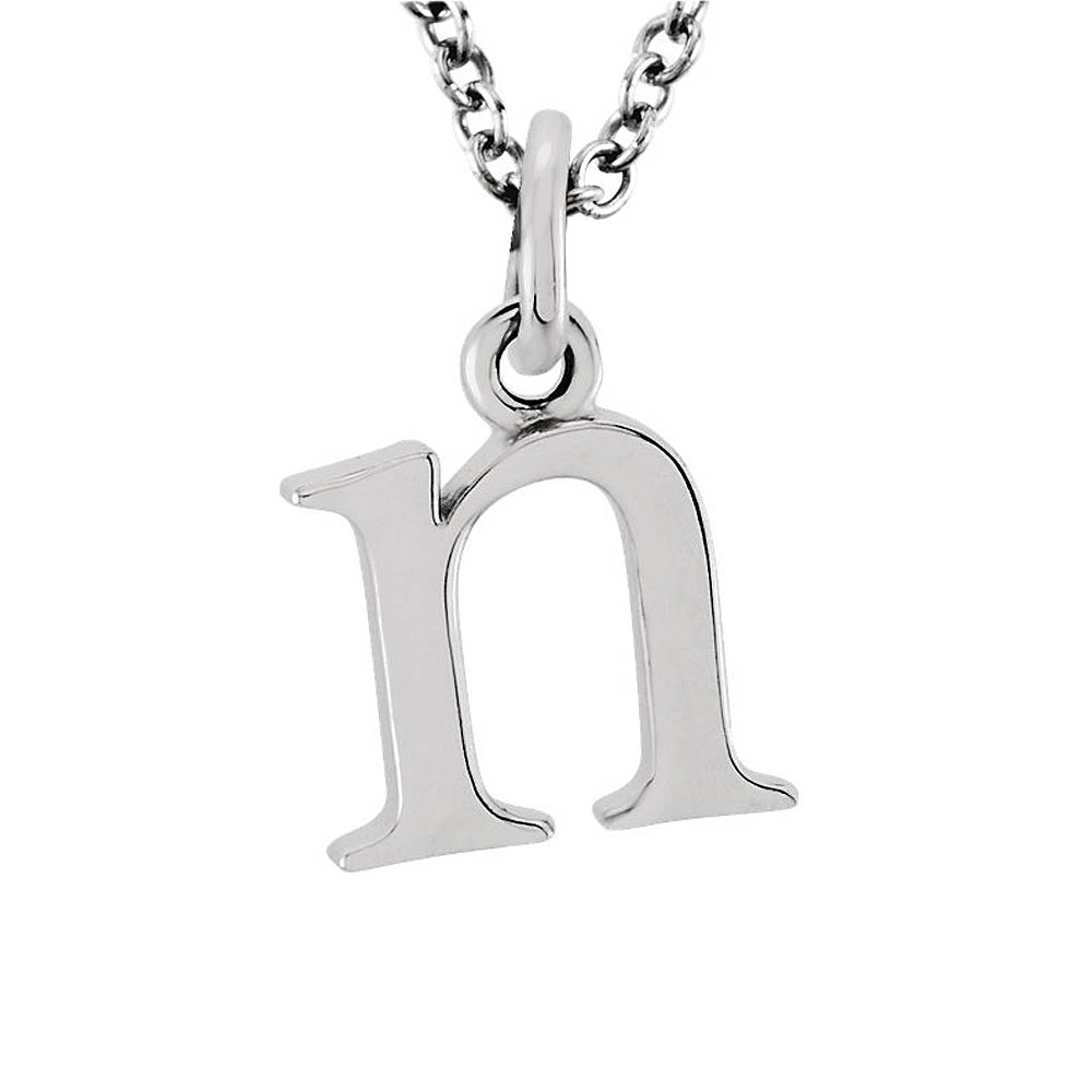 The Abbey Lower Case Initial &#039;n&#039; Necklace in 14k White Gold, 16 Inch