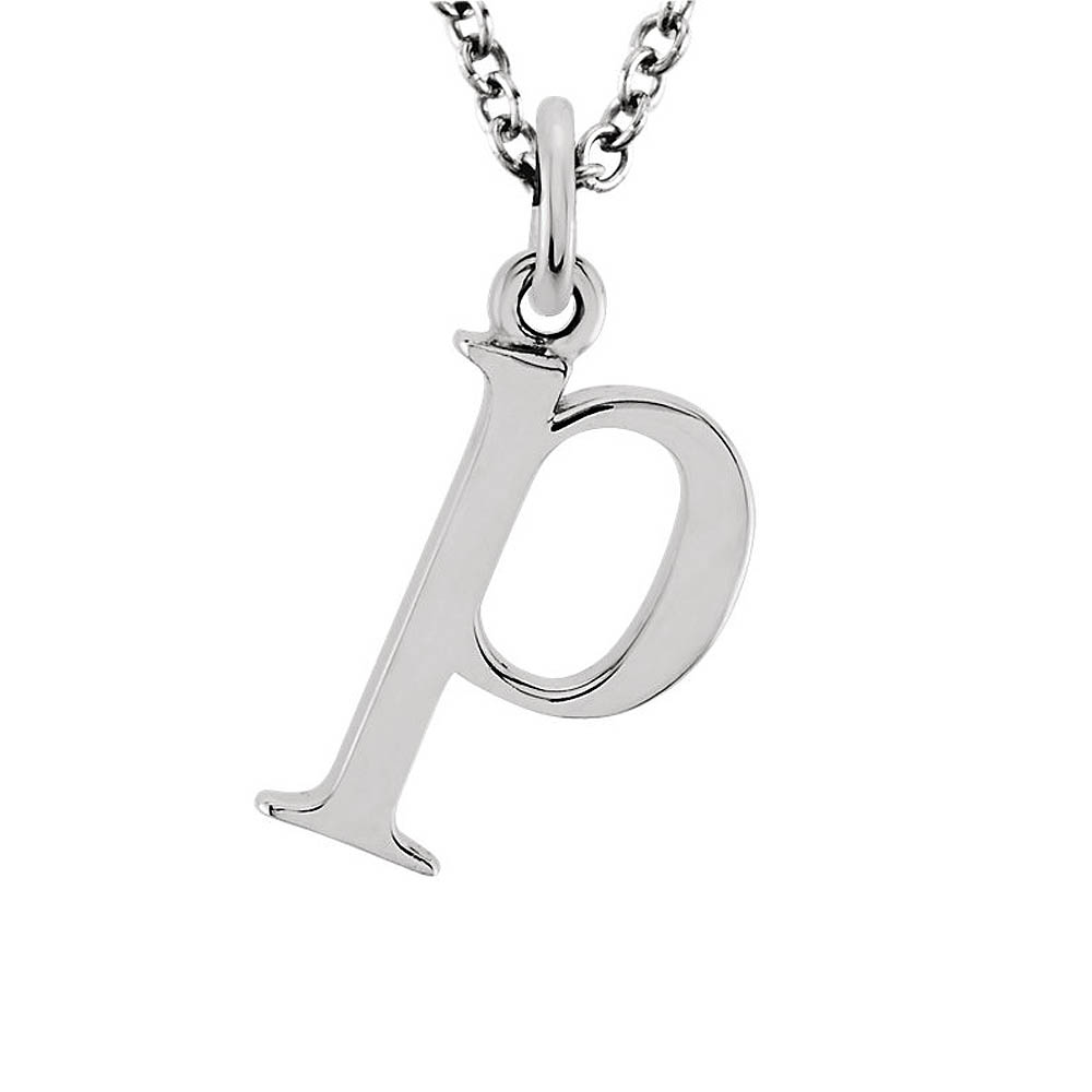 The Abbey Lower Case Initial 'p' Necklace in 14k White Gold