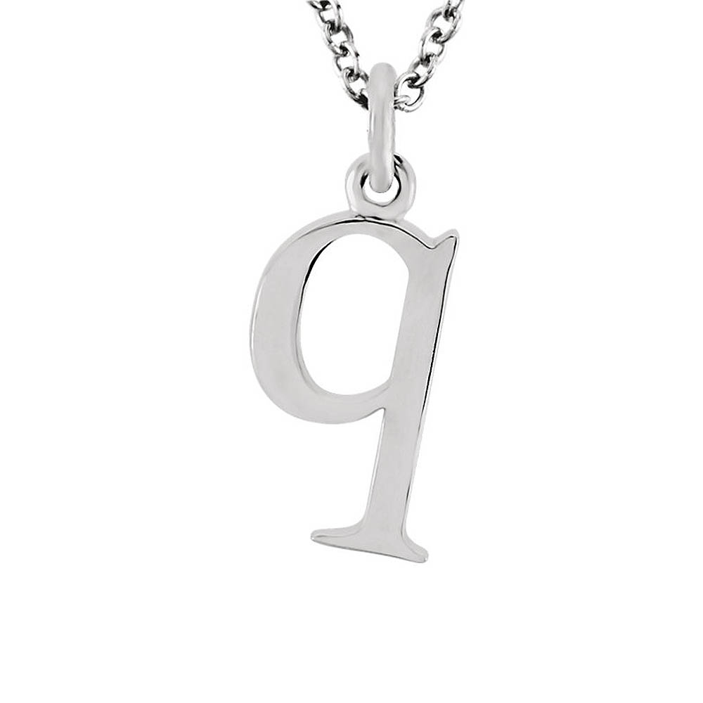 The Abbey Lower Case Initial 'q' Necklace in 14k White Gold