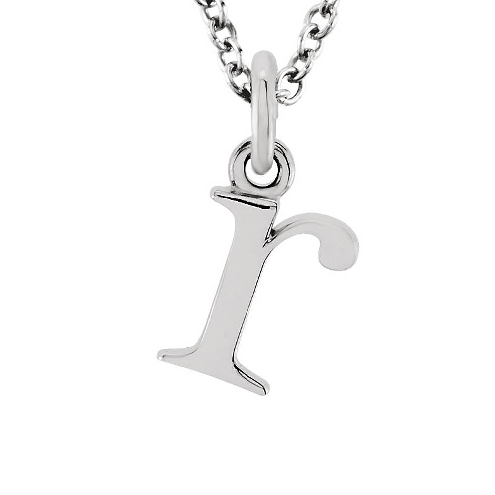 The Abbey Lower Case Initial 'r' Necklace in 14k White Gold