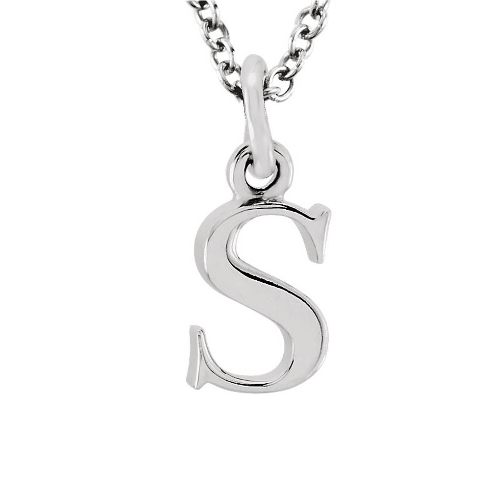 The Abbey Lower Case Initial 's' Necklace in 14k White Gold