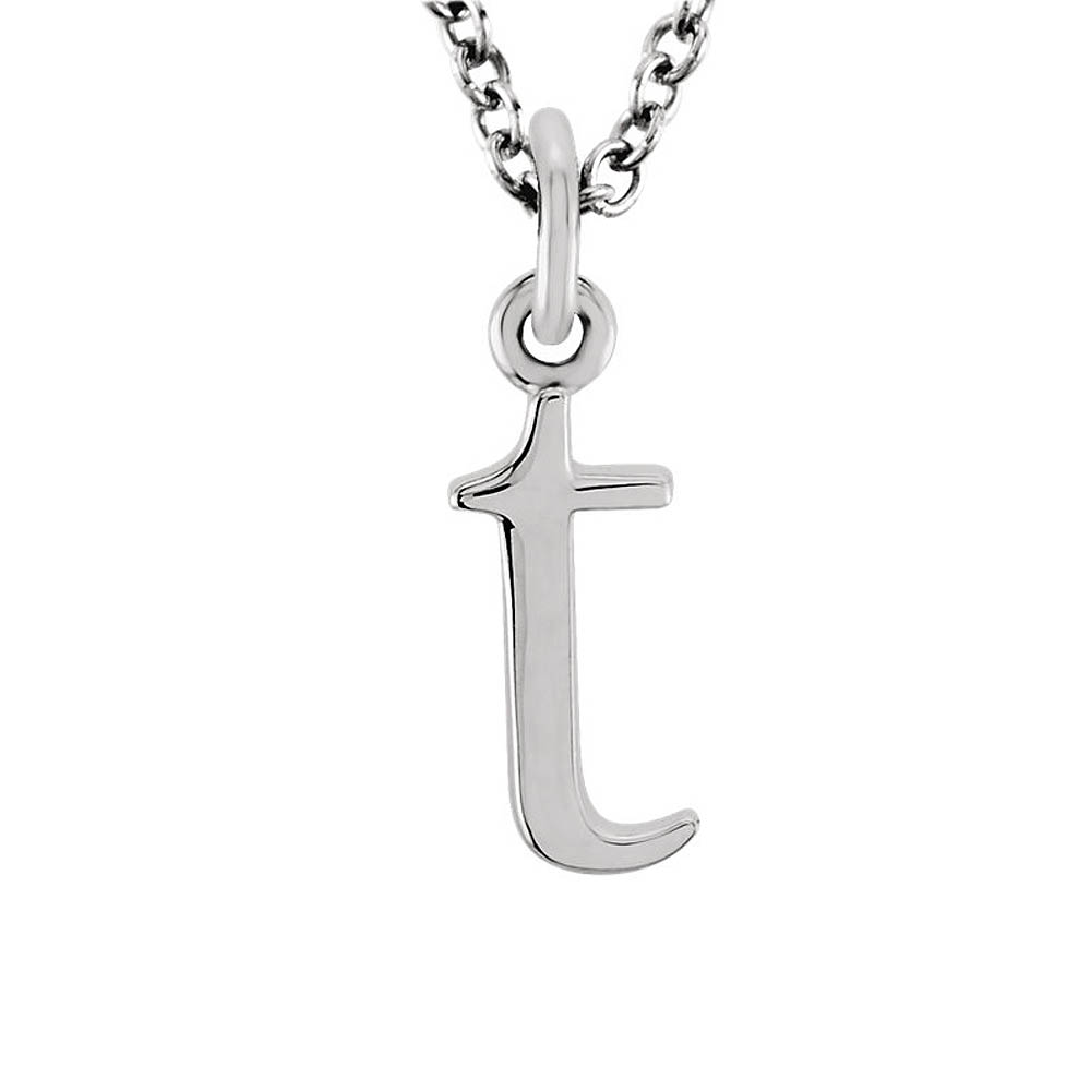 The Abbey Lower Case Initial &#039;t&#039; Necklace in 14k White Gold, 16 Inch