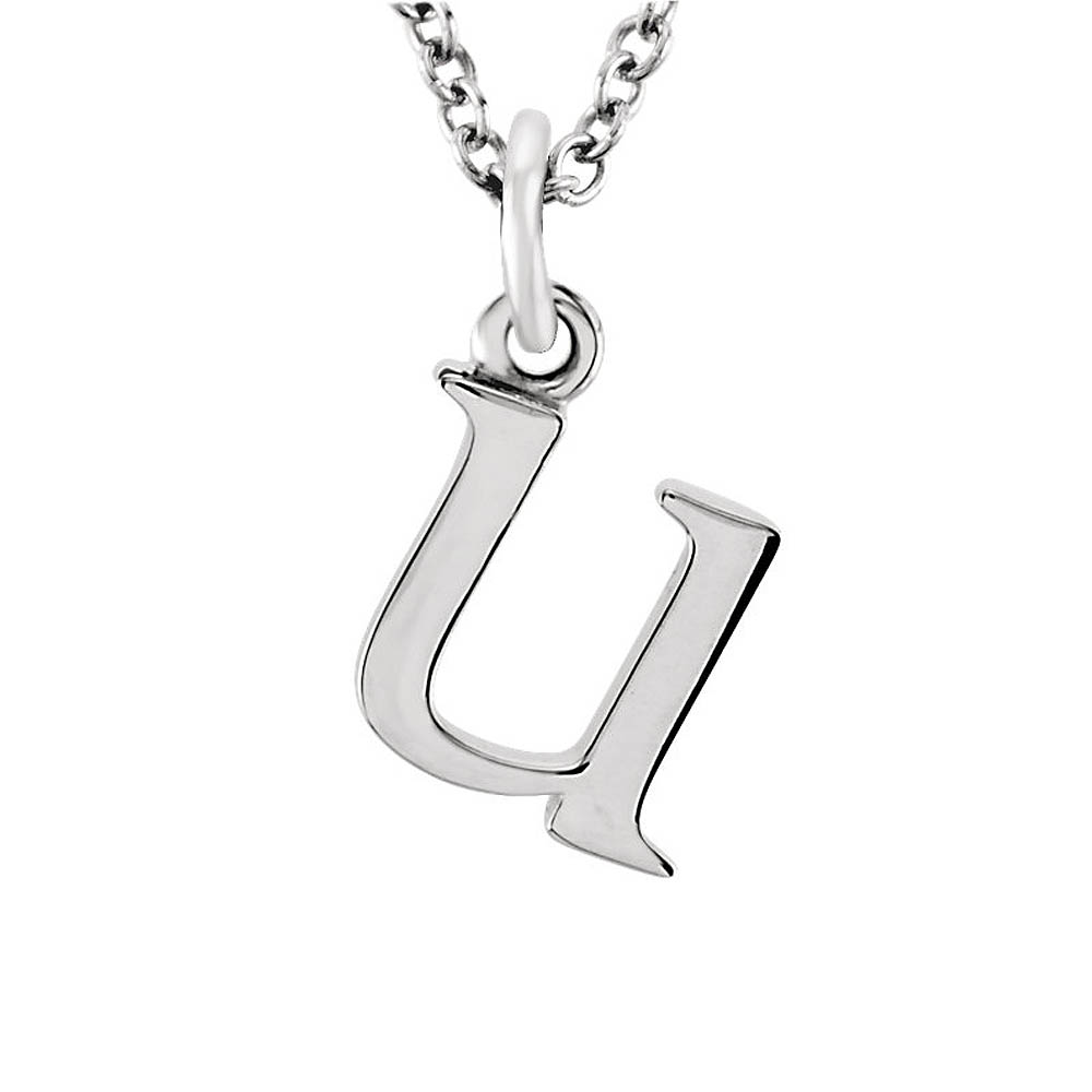 The Abbey Lower Case Initial &#039;u&#039; Necklace in 14k White Gold, 16 Inch