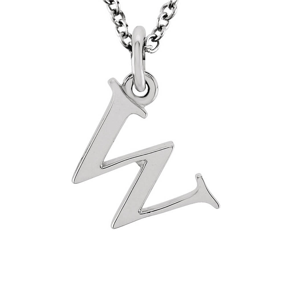 The Abbey Lower Case Initial &#039;w&#039; Necklace in 14k White Gold, 16 Inch