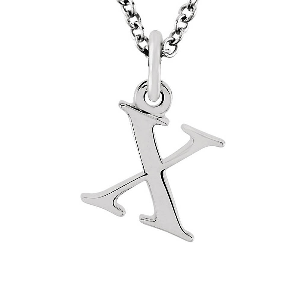 The Abbey Lower Case Initial &#039;x&#039; Necklace in 14k White Gold, 16 Inch