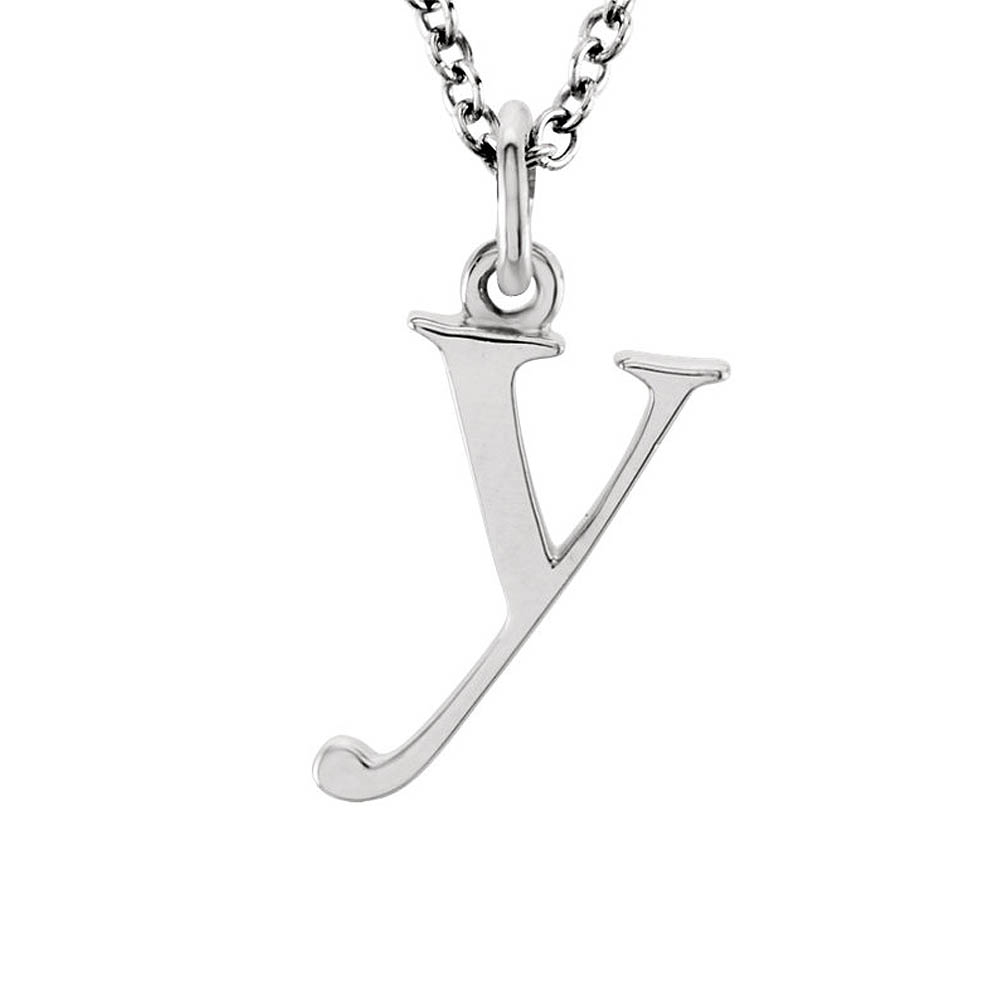 The Abbey Lower Case Initial &#039;y&#039; Necklace in 14k White Gold, 16 Inch