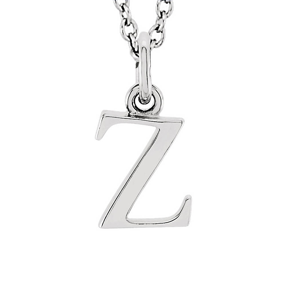 The Abbey Lower Case Initial &#039;z&#039; Necklace in 14k White Gold, 16 Inch