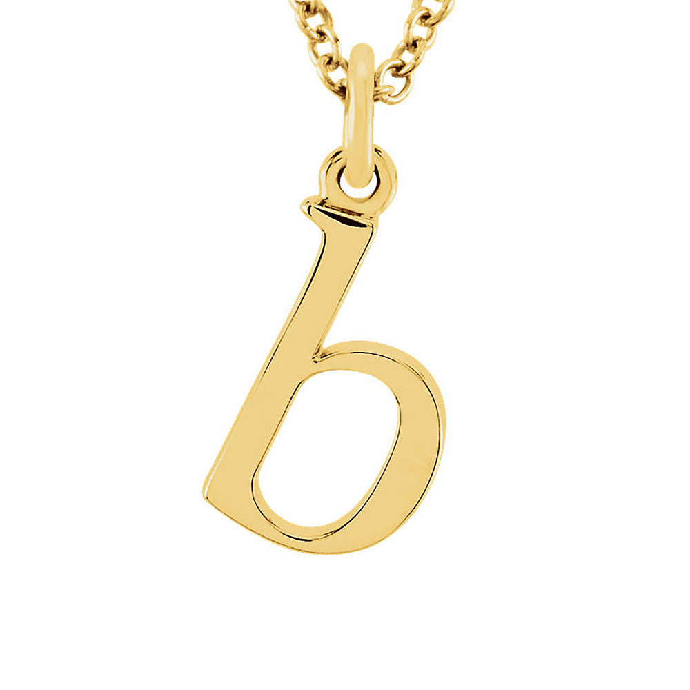 The Abbey Lower Case Initial 'b' Necklace in 14k Yellow Gold