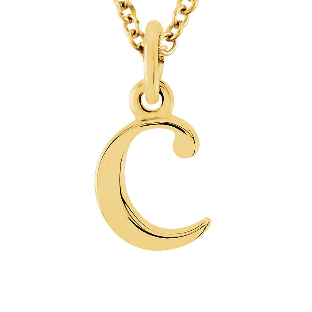 The Abbey Lower Case Initial 'c' Necklace in 14k Yellow Gold