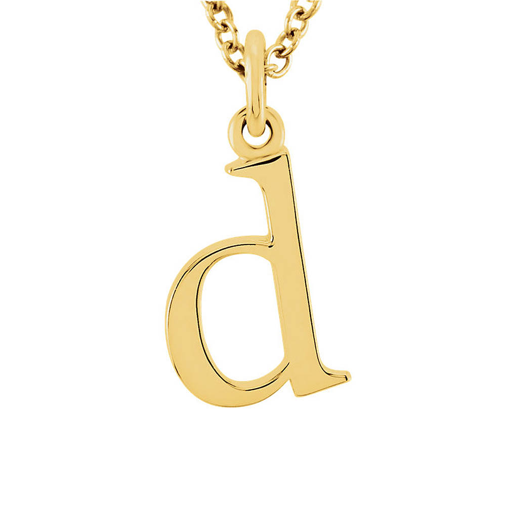 The Abbey Lower Case Initial 'd' Necklace in 14k Yellow Gold