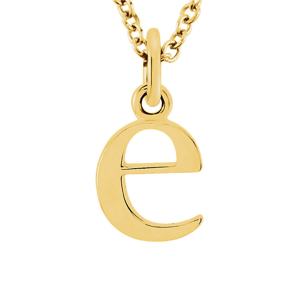 The Abbey Lower Case Initial 'e' Necklace in 14k Yellow Gold