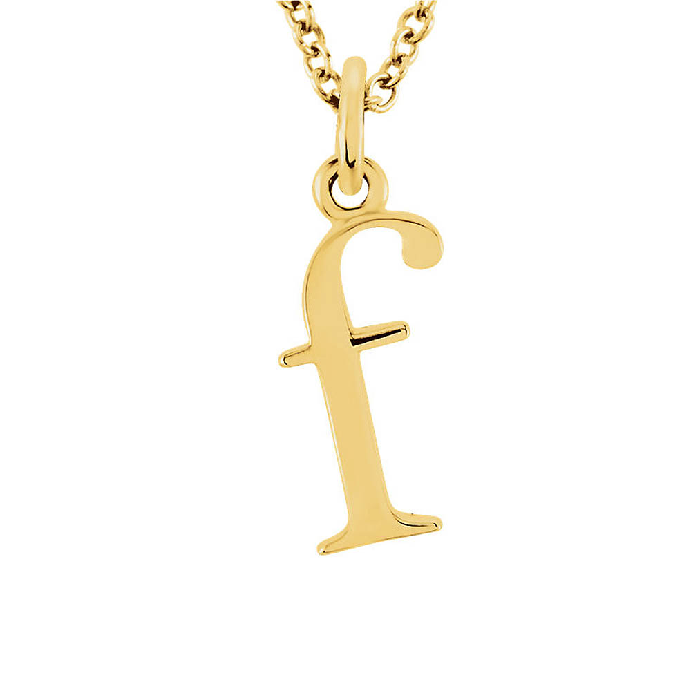 The Abbey Lower Case Initial &#039;f&#039; Necklace in 14k Yellow Gold, 16 Inch