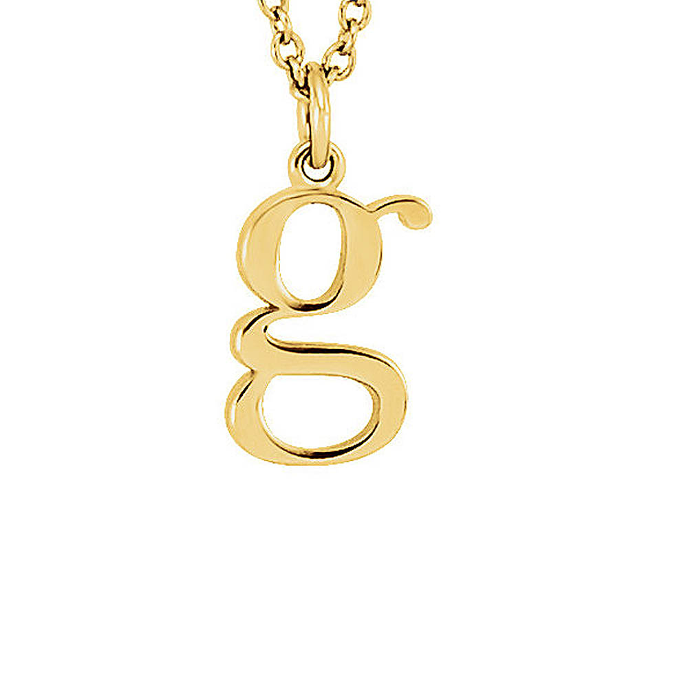 The Abbey Lower Case Initial 'g' Necklace in 14k Yellow Gold