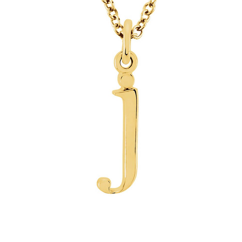 The Abbey Lower Case Initial 'j' Necklace in 14k Yellow Gold