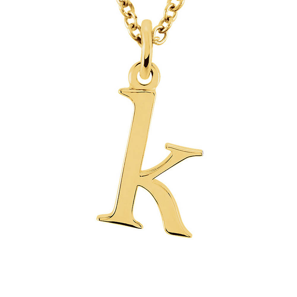 The Abbey Lower Case Initial 'k' Necklace in 14k Yellow Gold