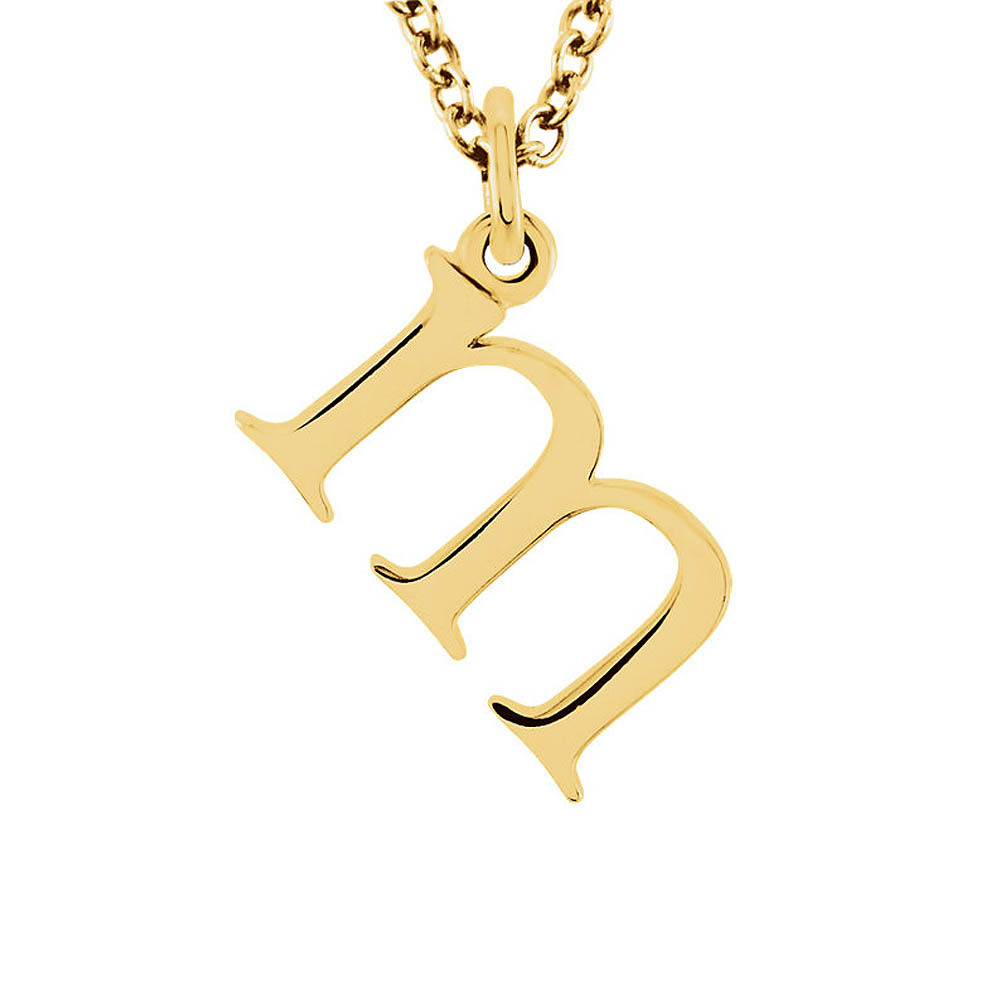 The Abbey Lower Case Initial 'm' Necklace in 14k Yellow Gold