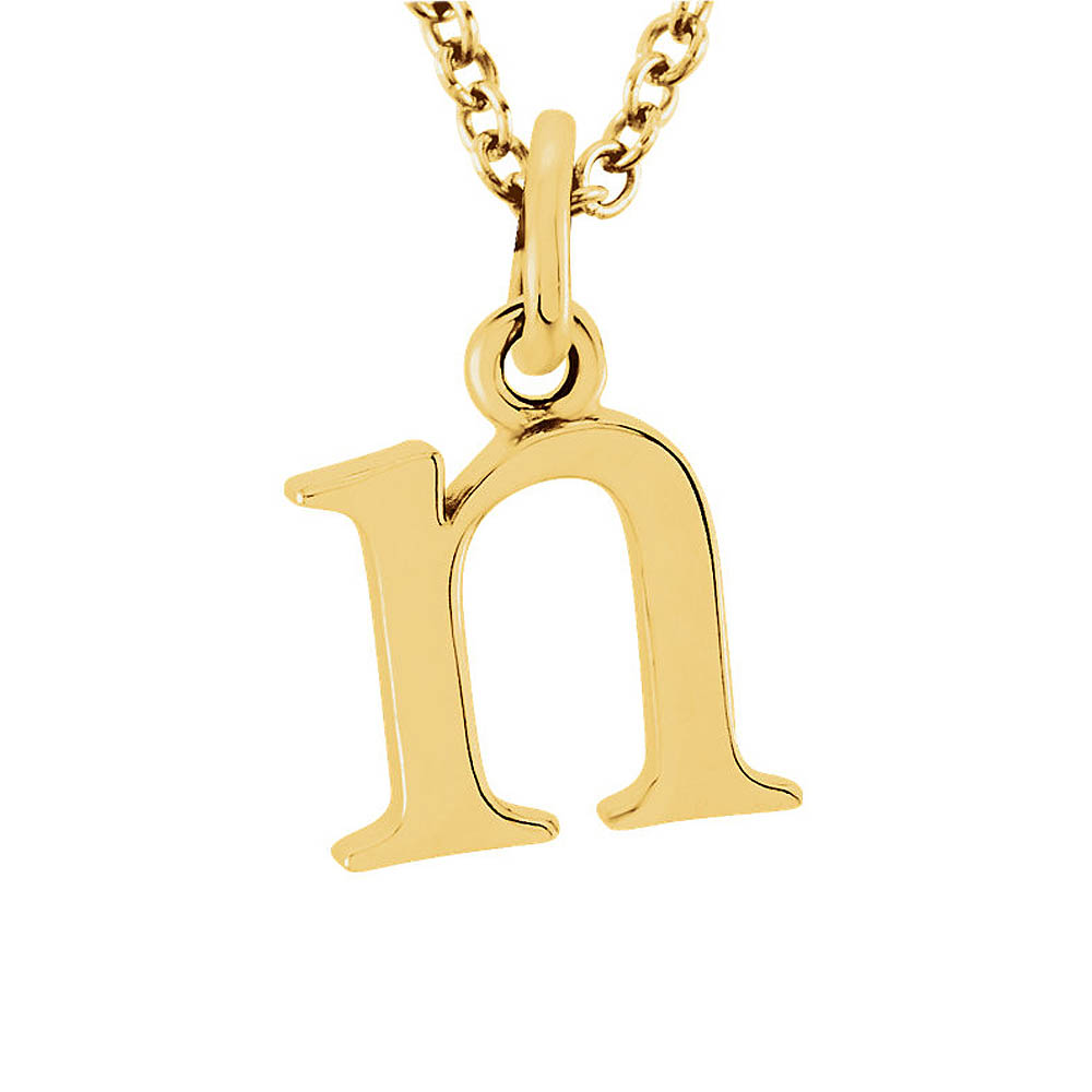 The Abbey Lower Case Initial &#039;n&#039; Necklace in 14k Yellow Gold, 16 Inch