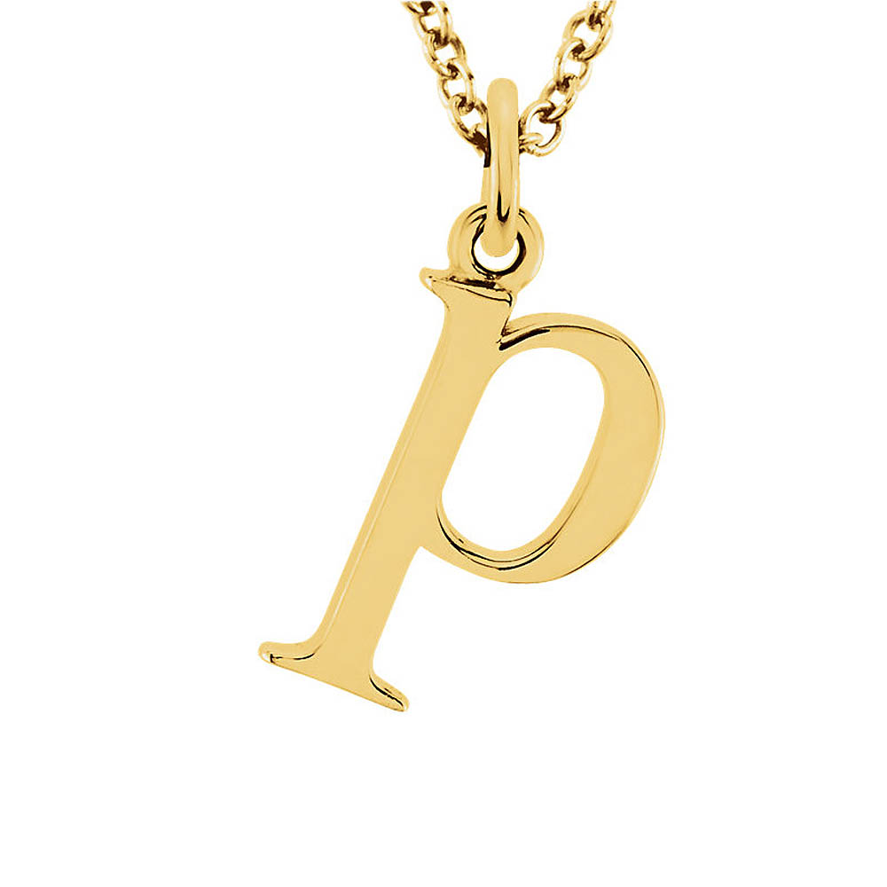 The Abbey Lower Case Initial 'p' Necklace in 14k Yellow Gold