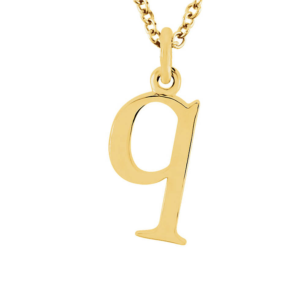 The Abbey Lower Case Initial 'q' Necklace in 14k Yellow Gold