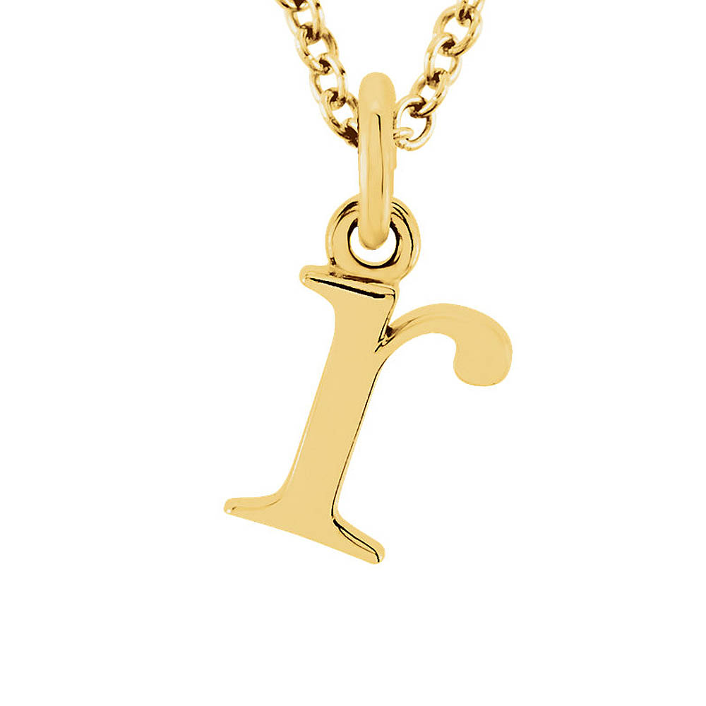 The Abbey Lower Case Initial 'r' Necklace in 14k Yellow Gold