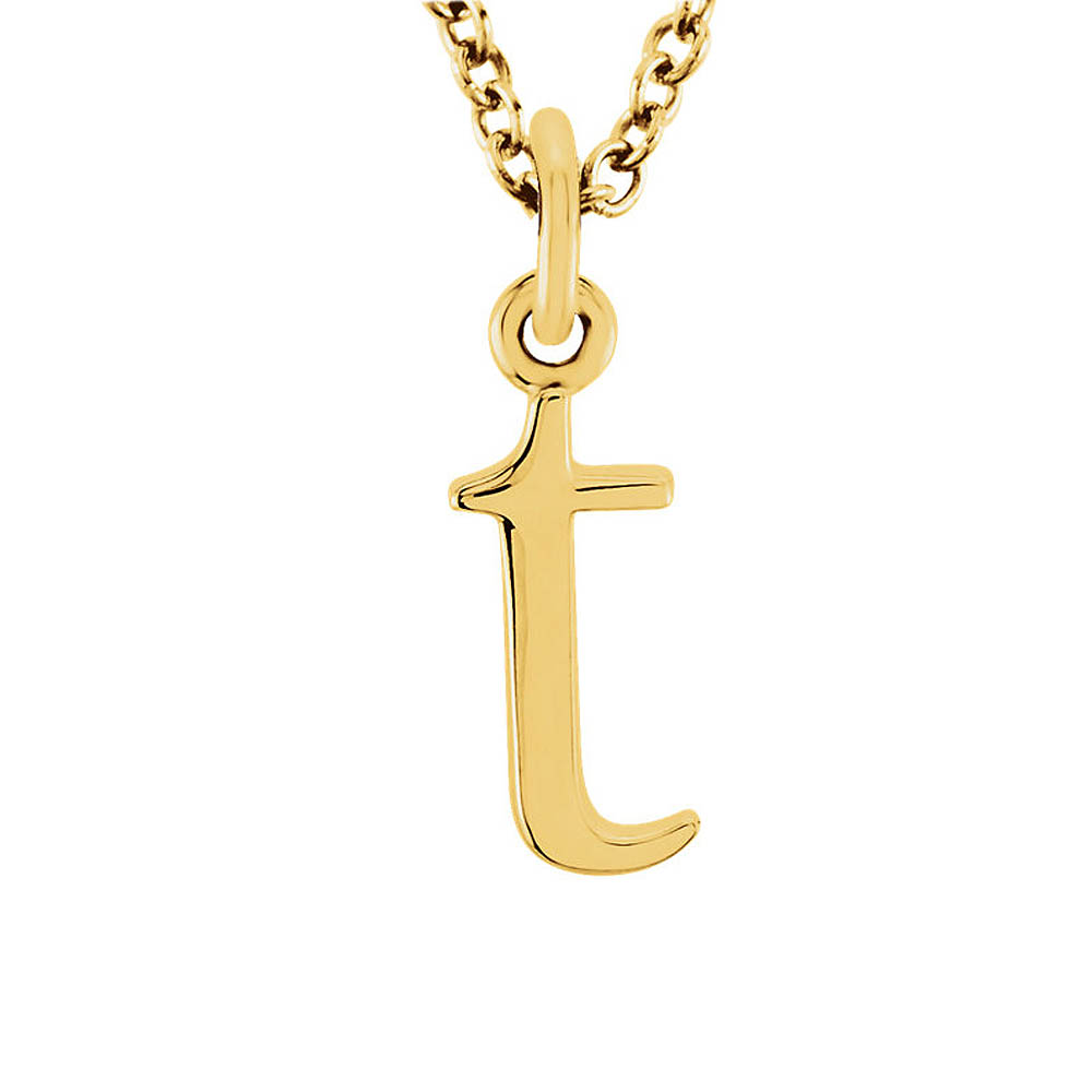 The Abbey Lower Case Initial 't' Necklace in 14k Yellow Gold