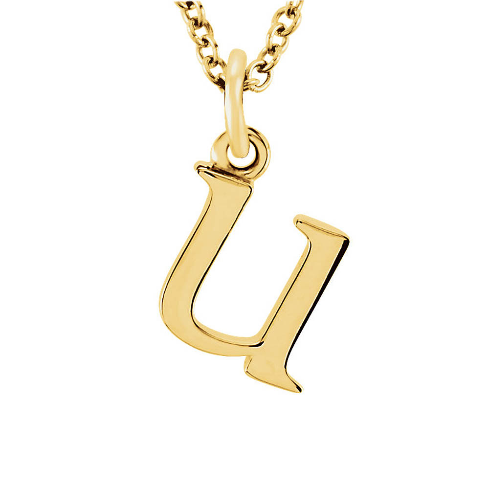 The Abbey Lower Case Initial &#039;u&#039; Necklace in 14k Yellow Gold, 16 Inch