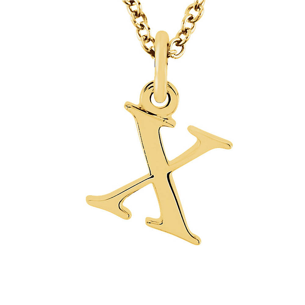 The Abbey Lower Case Initial 'x' Necklace in 14k Yellow Gold