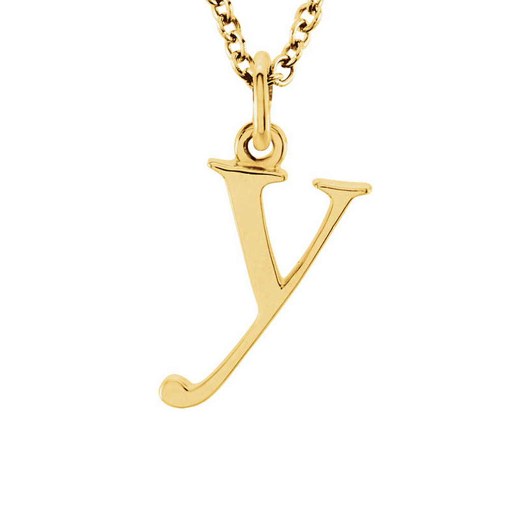 The Abbey Lower Case Initial 'y' Necklace in 14k Yellow Gold