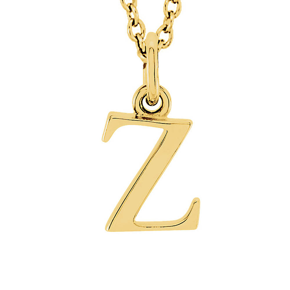 The Abbey Lower Case Initial 'z' Necklace in 14k Yellow Gold