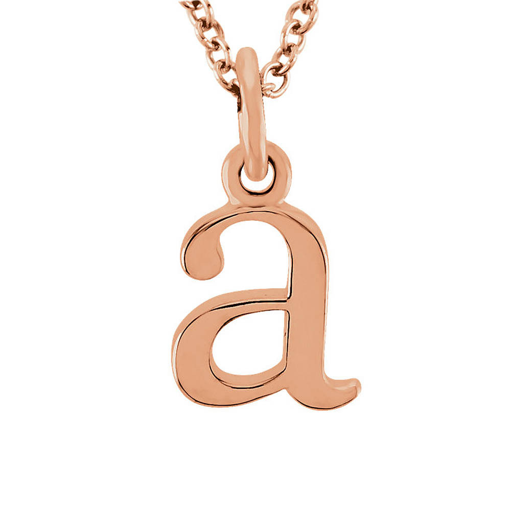 The Abbey Lower Case Initial 'a' Necklace in 14k Rose Gold