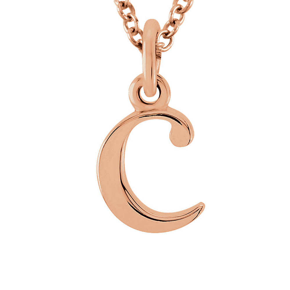 The Abbey Lower Case Initial &#039;c&#039; Necklace in 14k Rose Gold, 16 Inch