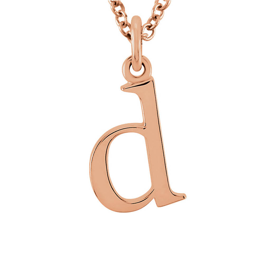 The Abbey Lower Case Initial &#039;d&#039; Necklace in 14k Rose Gold, 16 Inch