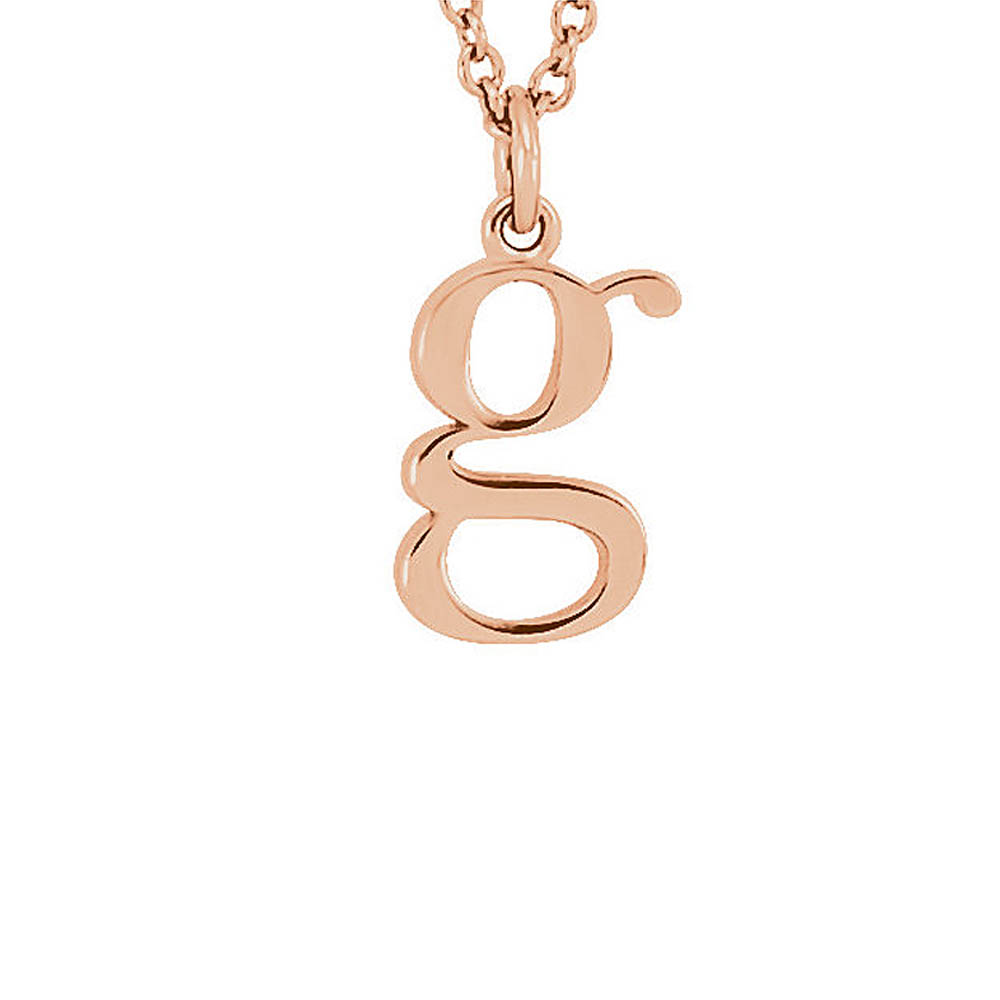 The Abbey Lower Case Initial &#039;g&#039; Necklace in 14k Rose Gold, 16 Inch