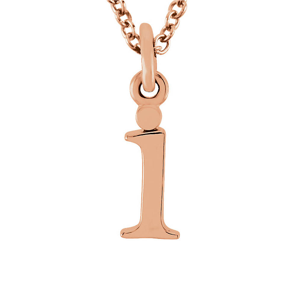 The Abbey Lower Case Initial &#039;i&#039; Necklace in 14k Rose Gold, 16 Inch