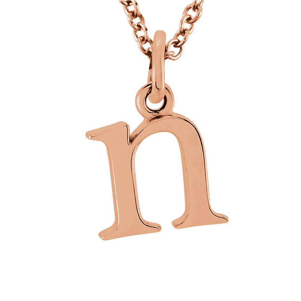 The Abbey Lower Case Initial &#039;n&#039; Necklace in 14k Rose Gold, 16 Inch