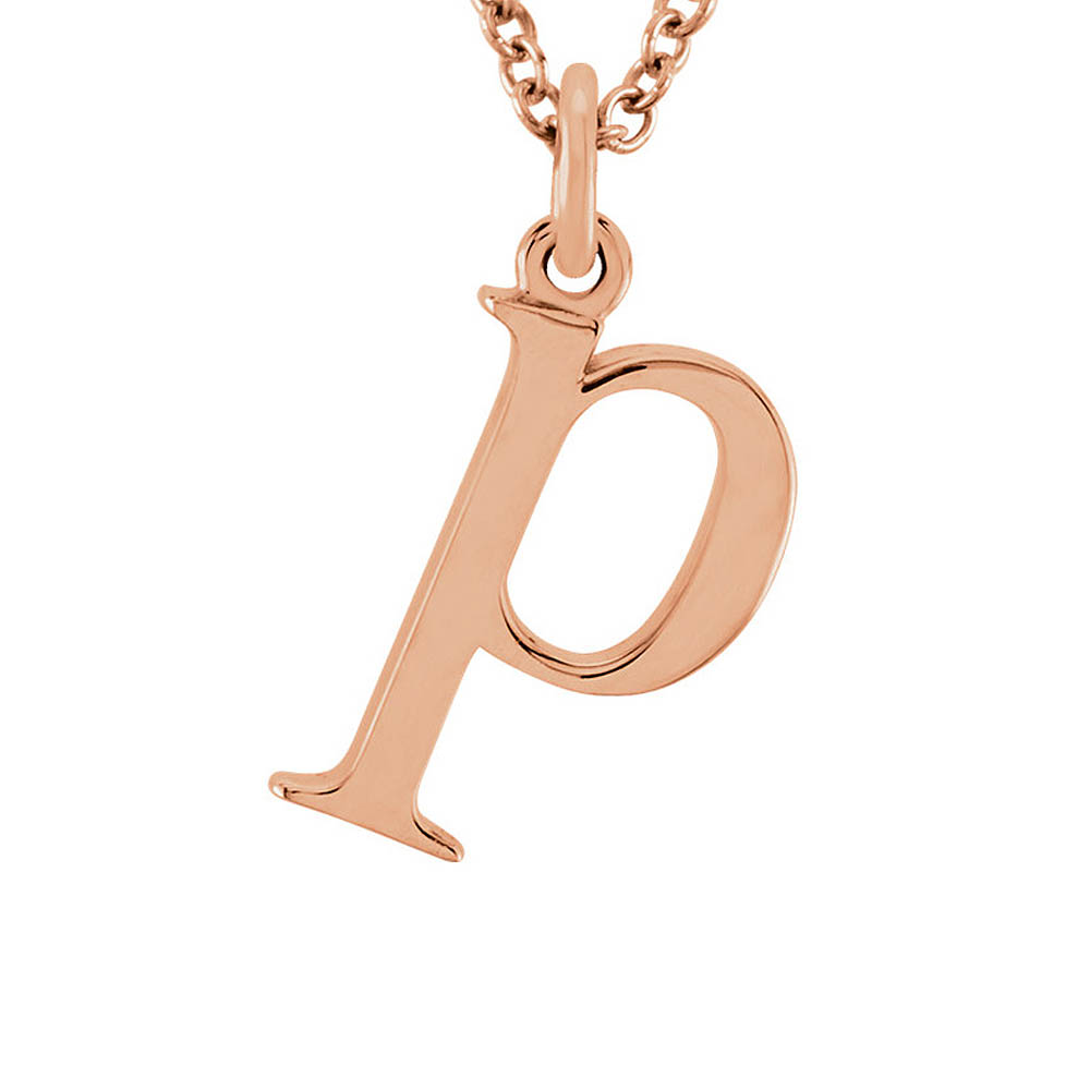 The Abbey Lower Case Initial 'p' Necklace in 14k Rose Gold