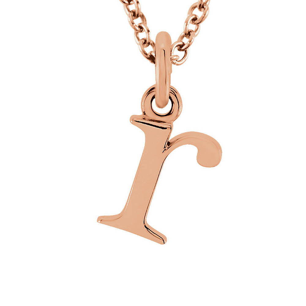 The Abbey Lower Case Initial 'r' Necklace in 14k Rose Gold