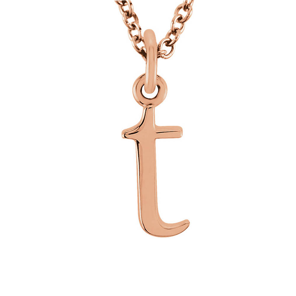 The Abbey Lower Case Initial 't' Necklace in 14k Rose Gold