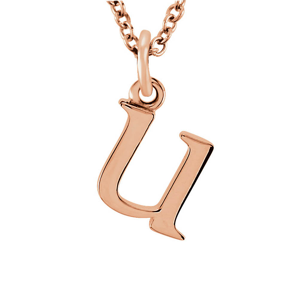 The Abbey Lower Case Initial &#039;u&#039; Necklace in 14k Rose Gold, 16 Inch