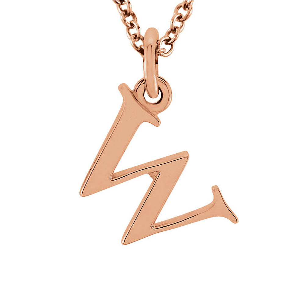 The Abbey Lower Case Initial 'w' Necklace in 14k Rose Gold